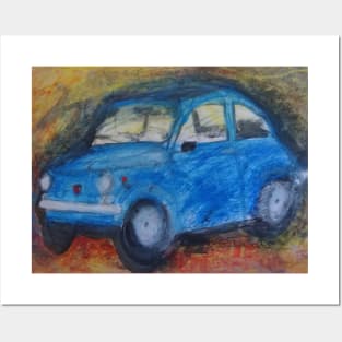 Sky blue Fiat500 - 1 Posters and Art